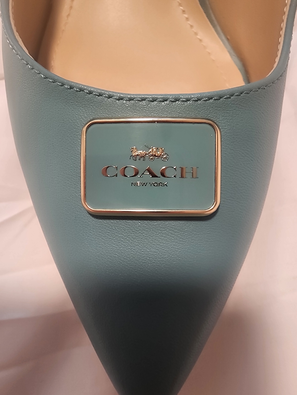 Coach Blue Green Pointed Toe Slingback Heels - Picture 7 of 13